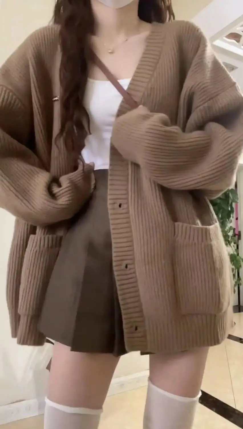 Women's Cardigan Sweater Women Grey Beige Camel Knit Korean Style Popular Autumn Fashion Women's Clothing 2024 Trend Outerwear