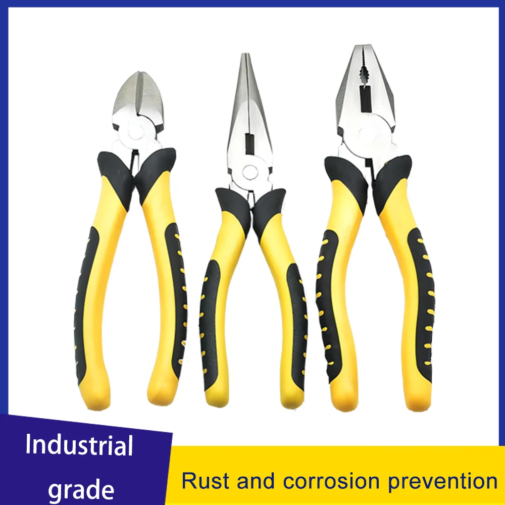Industrial-grade Wire Cutters Multi-functional Pliers High Carbon Steel Needle-nosed Pliers, 6-inch and 8-inch Inclined Nozzles