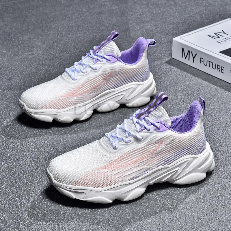 

Женские кроссовки, Женская сетчатая обувь на плоской подошве, Женская дышащая повседневная обувь на шнуровке, комфортная однотонная женская обувь конфетных цветов