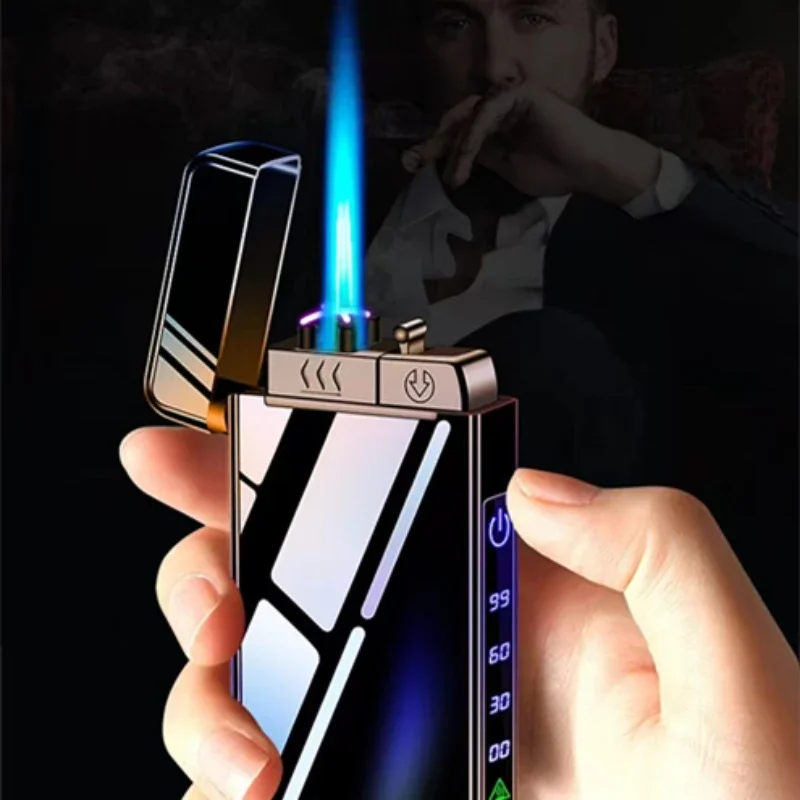 Butane gas lighter,cigarette lighter USB Torch Lighter Metal Windproof Electric Gas Butane Lighter Rechargeable Cigar Accessories Men's Gift Smonker