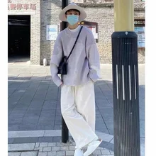 

Casual Women's Sweater Autumn and Winter New Color Blocking Knitted Sweater Versatile Gentle Style Couple Top