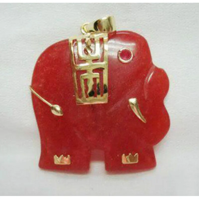 

Charming! Ruby Elephant Pendant Necklace 18-Inch AAA Grade