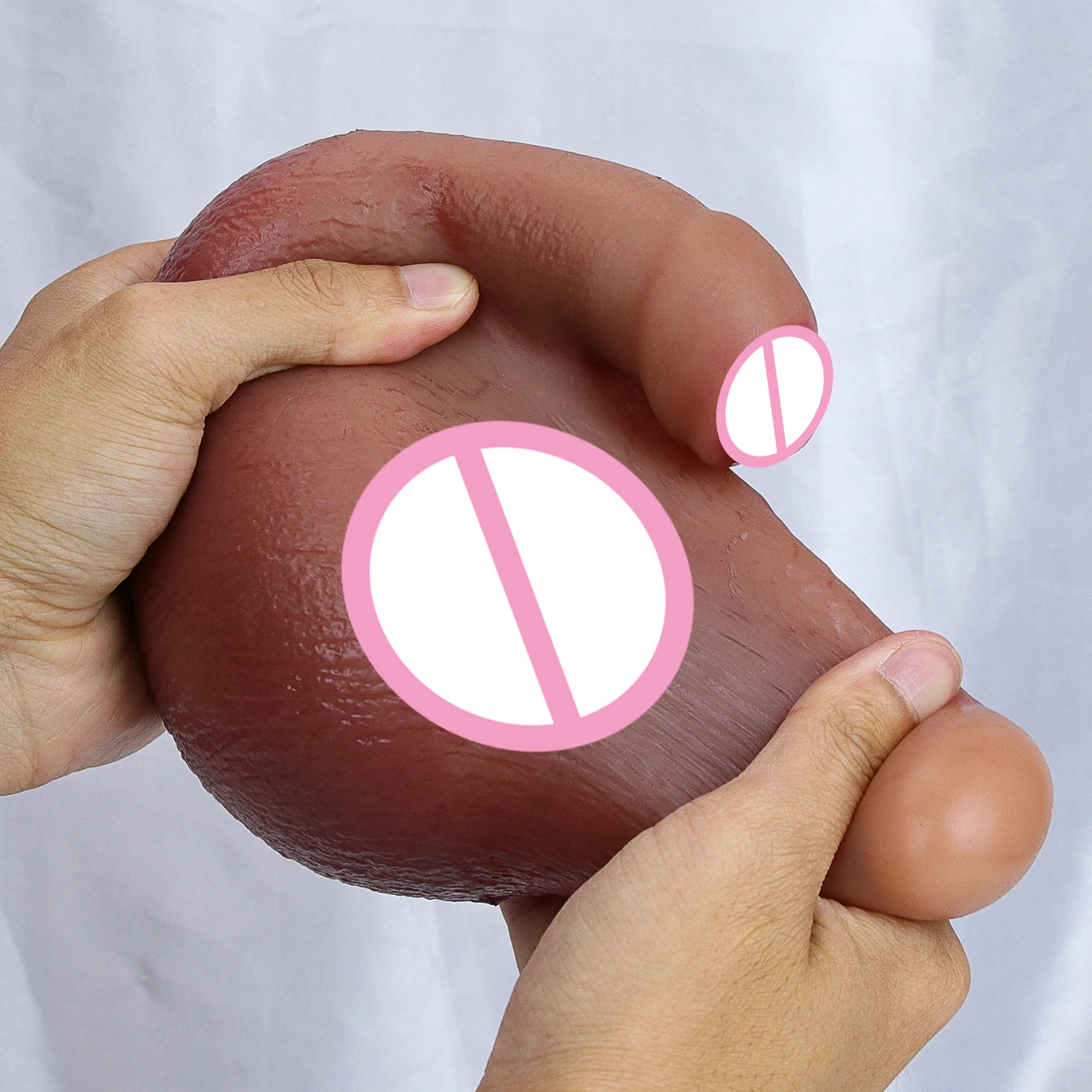 Soft Big Scrotum Squeezing Sex Toy Realistic Dildo Penis That Can't Be Masturbated 2 Kneadable Testicles Stress Relief Balls