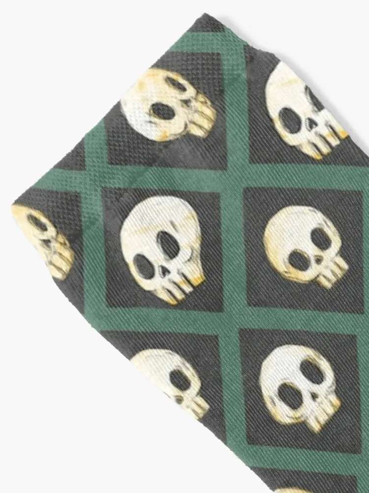 Tiling Skulls 3/4 - Green Socks Warm Socks Winter Socks Men