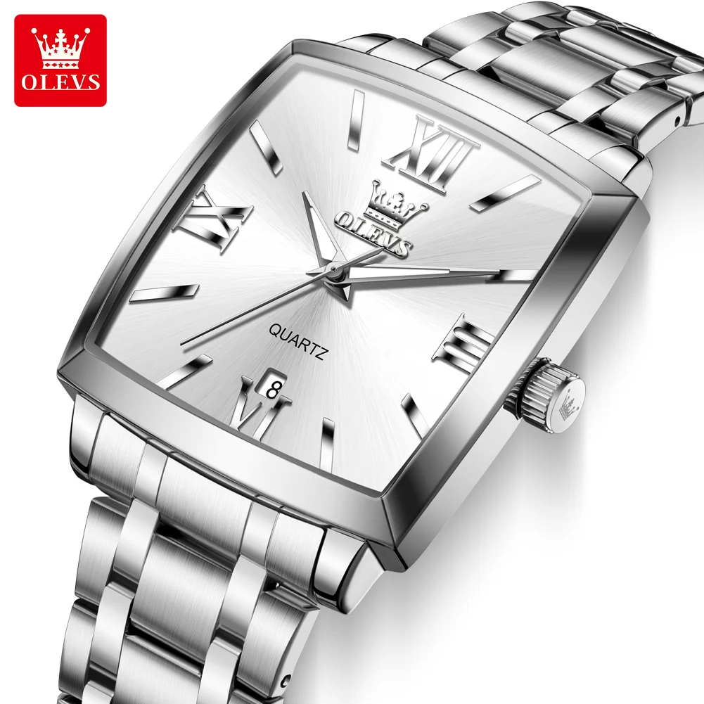 ساعة كوارتز مربعة للرجال ماركة OLEVS، تاريخ بسيط،...