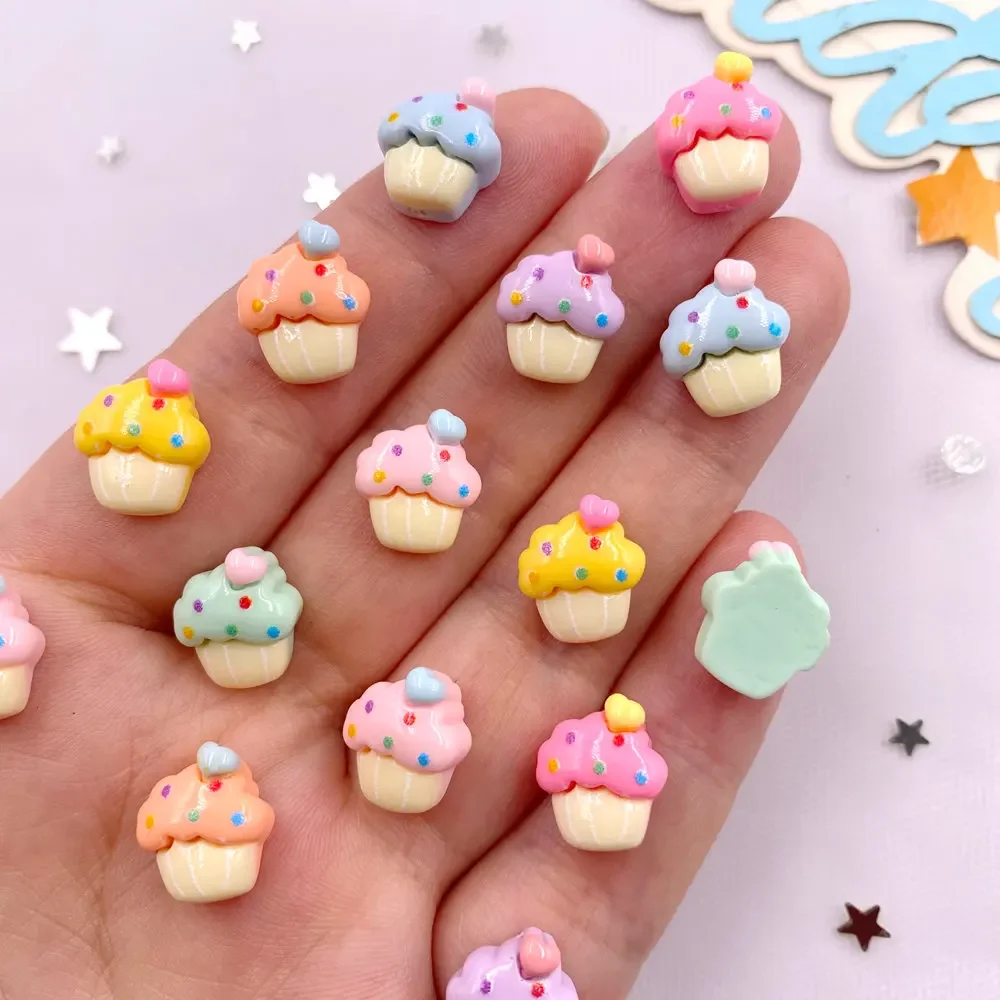 30pcs 수 지 미니 다채로운 페인트 사랑 케이크 아이스크림 인형 플랫 다시 돌 DIY 스크랩북 크리스마스 장식 액세서리 공예