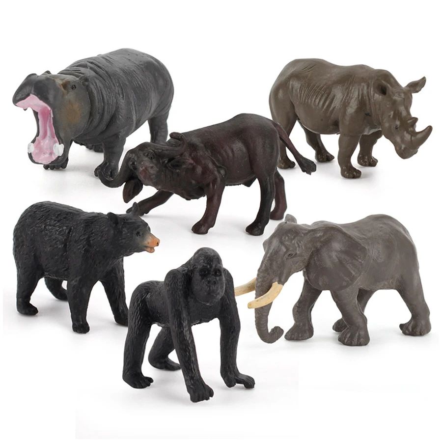 8 pezzi in borsa set modello animale selvatico in plastica leone zebra elefante