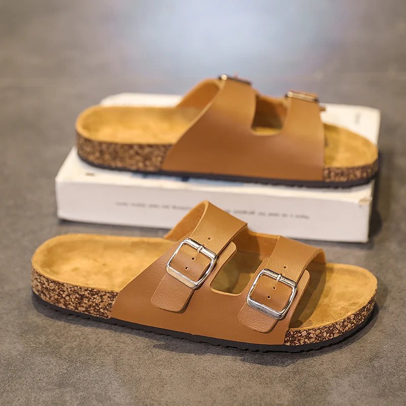 Summer Classic Buckle Men's Slippers Fashion White Lightweight Beach Slippers Women Outdoor Non-slip Comfortable Slides For Men