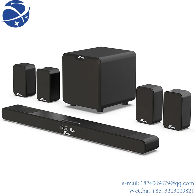 

YUN YI7.1 HD Wireless Home Theater Surround Sound System for TV with Big Sound Wired Subwoofer and 2 Pairs of Surround Speakers