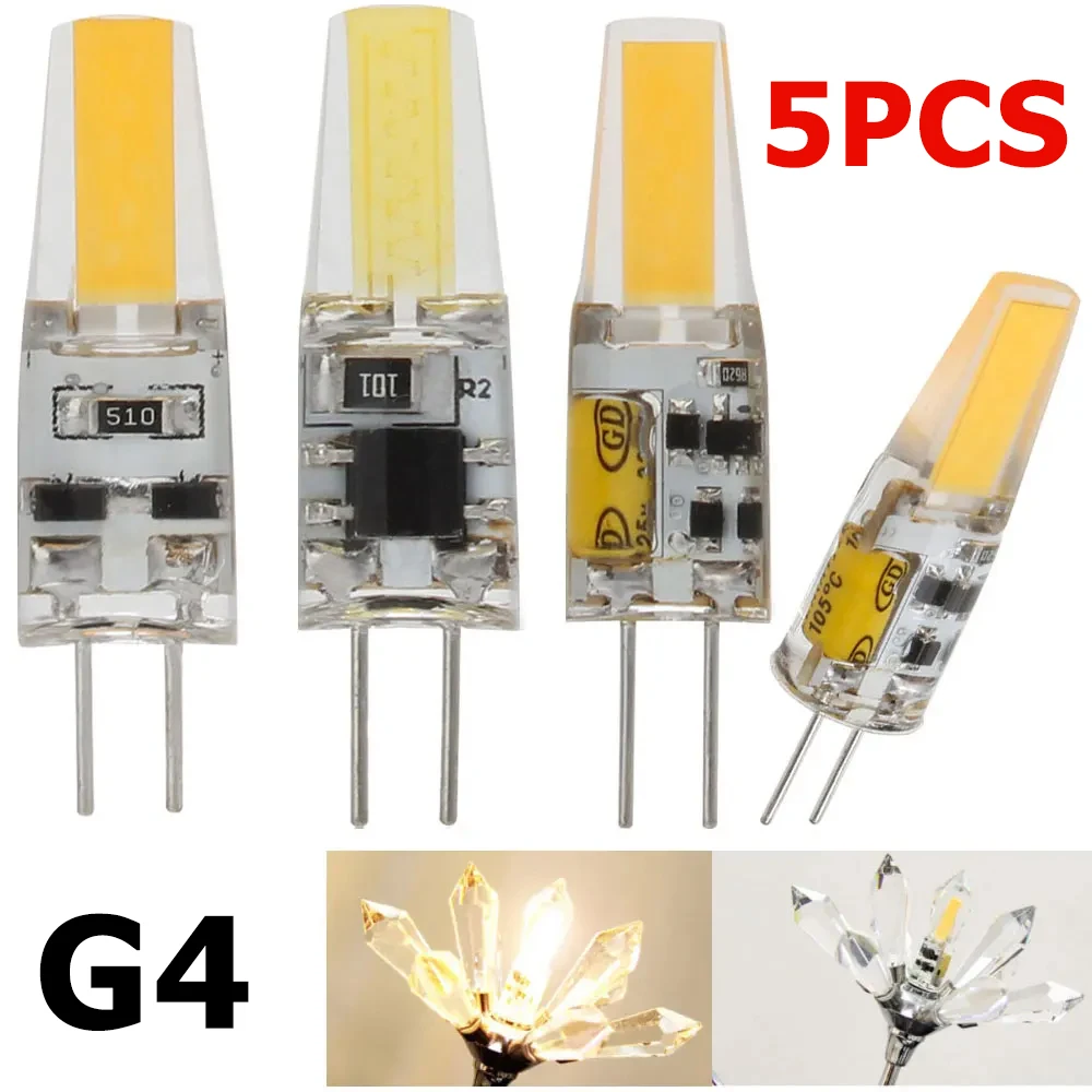 

5Pcs/Lot Mini G4 6W LED Lamp AC/DC 12V LED 1505SMD COB Bulb 220V 360° Lighting Spotlight Chandelier Lights Replace Halogen Lamp