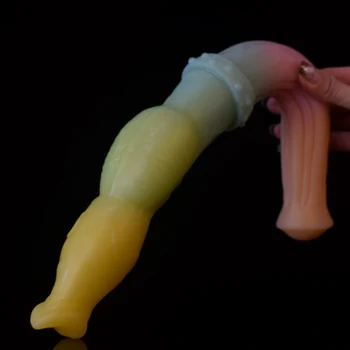FAAK Super Long Double Dildo Silicone Dog Knot Penis Multi Color Sex Toys For Lesbian Female Masturbator Anal Massage Flexible 4