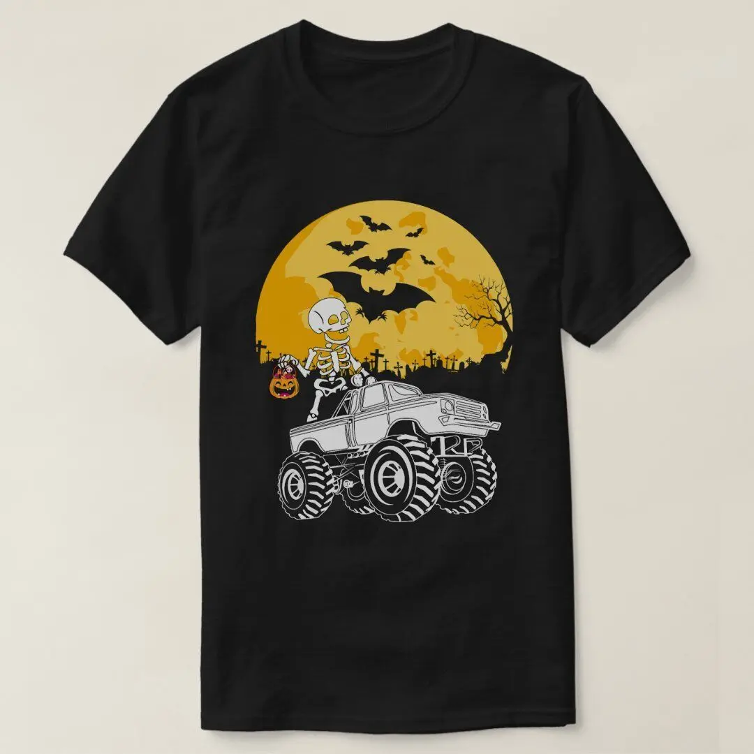 Best To Buy Halloween Gift Skeleton Riding Monster Truck T-Shirt Per Bambini