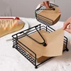 Flat Napkin Holder Metal Kitchen Napkin Holder With Weighted Tension Arm Rustic Tissue Paper Dispenser For Countertop Table 5