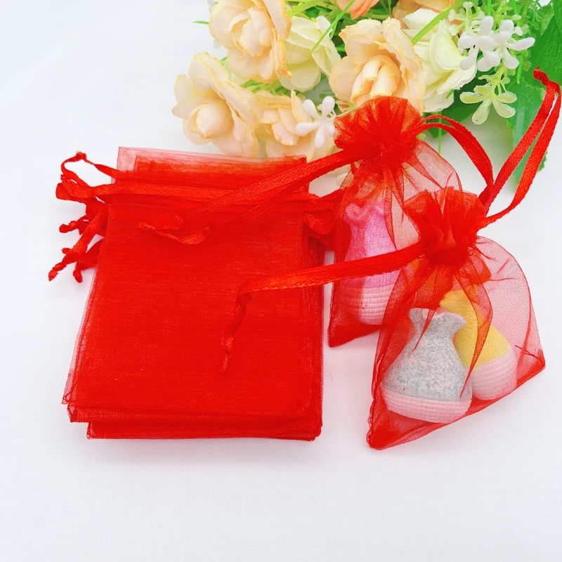 100 Sacchetti In Organza Nera Con Coulisse - 7x9 Cm - Per Regali, Bomboniere, Caramelle, Gioielli E Feste
