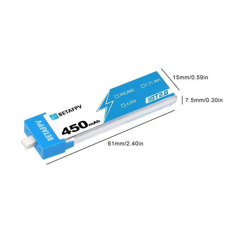 Description Picture 5 of itemBETAFPV 4pcs BT2.0 450mAh 1S Battery 4.35V for Cetus Pro/Cetus X Kit FPV Drones Battery Charger DroneAccessories