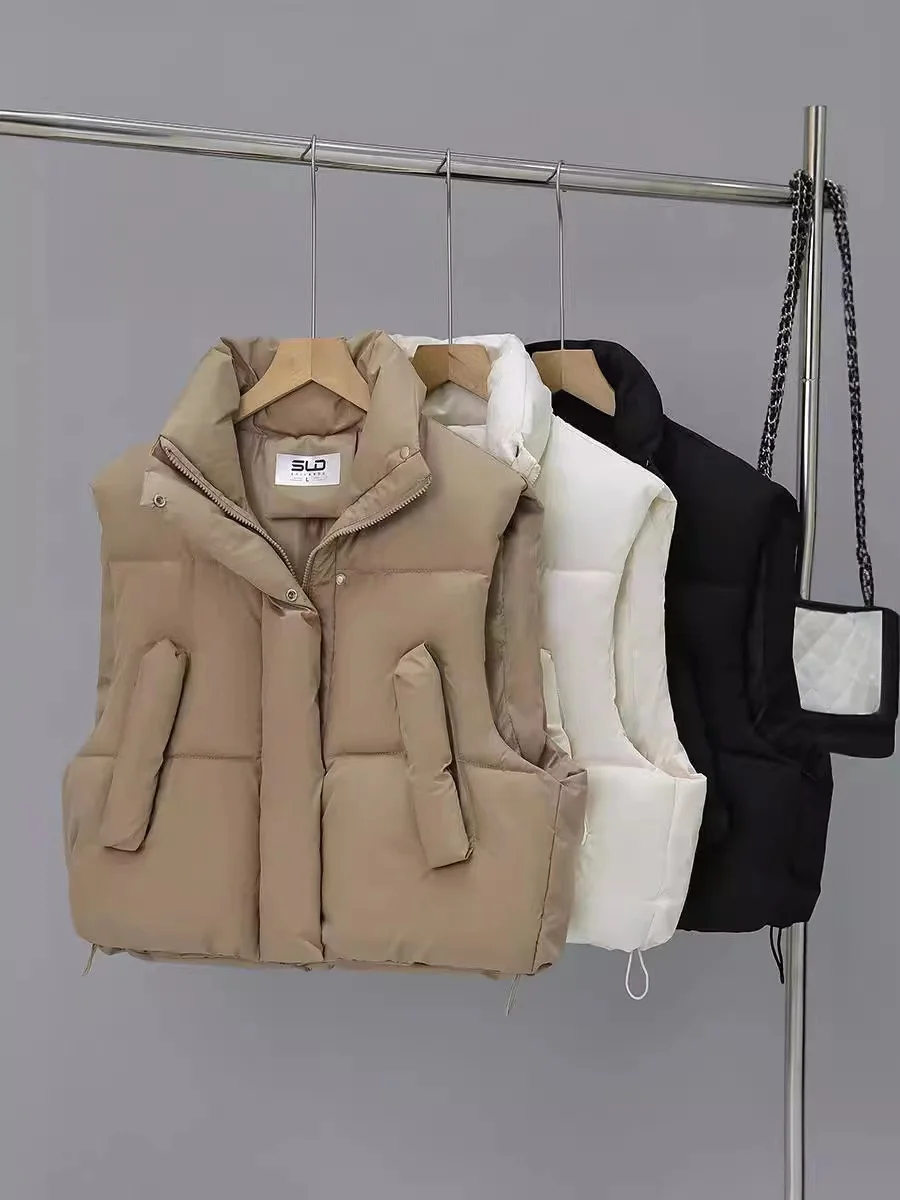 Autumn Winter Vest Women Thick Warm Down Vest Harajuku Loose Jacket Casual Outerwear Short Waistcoat Windproof Coats