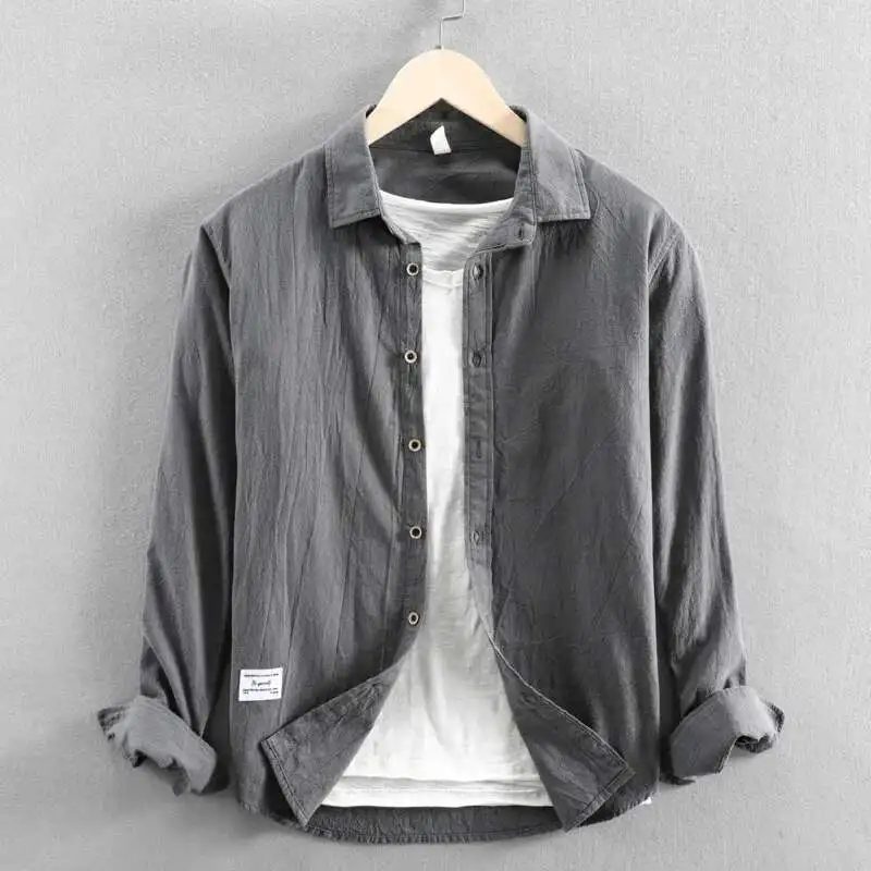 Casual Men's 100% Cotton Shirt Long Sleeve Lightweight Solid Color ...