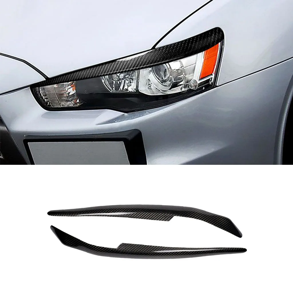 

2Pcs Carbon Fiber Headlight Eye Lid Cover Eyebrow Trim For Mitsubishi Lancer EVO 2008 2009 2010 2011 2012 2013 2014
