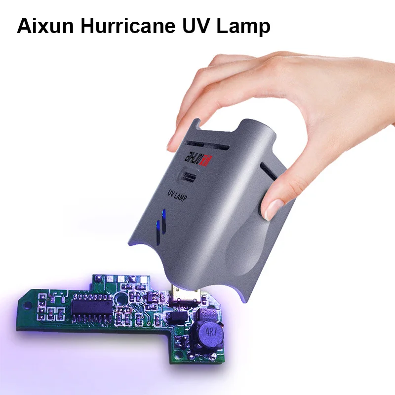 

AIXUN Green Oil Fast Curing UV Lamp for Motherboard Repair BGA PCB Board UV Glue Optical Glue Curing Tool with Cooling Fan