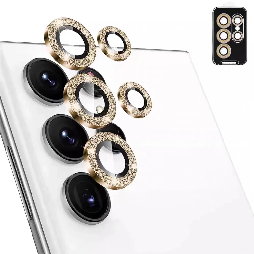 Diamond Camera Lens Protector with Full Coverage and Metal Ring