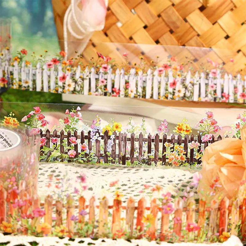 Mr.Paper 200cm/롤 가든 펜스 PET 테이프, 꽃 펜스 장면 장식 테이프, 스크랩북킹, 저널링 및 카드 제작용