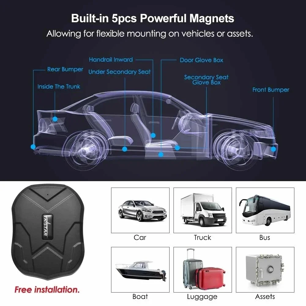 GPS Tracker Car Magnet 90 Days 4G Locator Waterproof Vehicle Voice Monitor Free APP TKSTAR TK905
