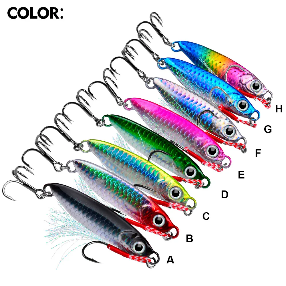 Description Picture 4 of itemLURE Sea Fishing Boat Fishing Lron Plate Sea Fishing MetalBionic Bait 7g/10g/15g/20g/25g/30g DoubleHooks Luminous Fake Bait