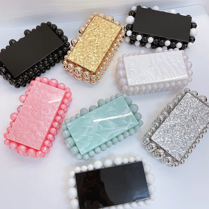 Women Acrylic Evening Clutch Bag Glitter Marble Purse Handbag For Wedding Cocktail Party Prom Chain Shoulder Bag Luxury Clutches
