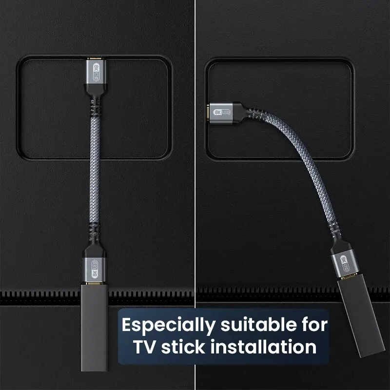 HDMI 2.1 수-암 케이블, HDMI 익스텐션 편조 코드, Roku TV PS5 HDTV용 연장 어댑터, 8K @ 60Hz, 4K @ 240Hz