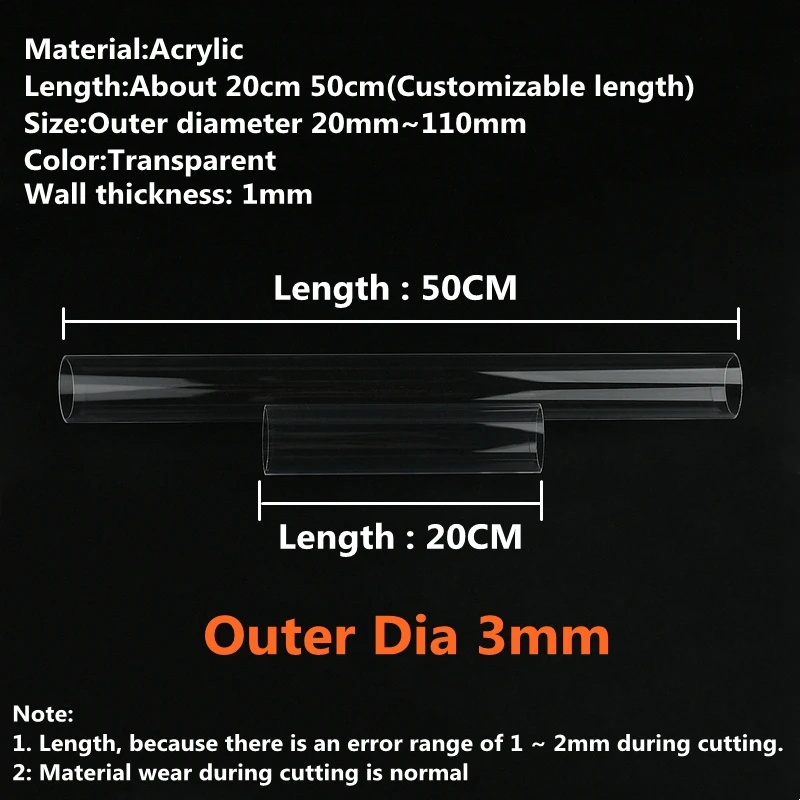 High Transparent Acrylic Tube for Aquarium or Garden Irrigation