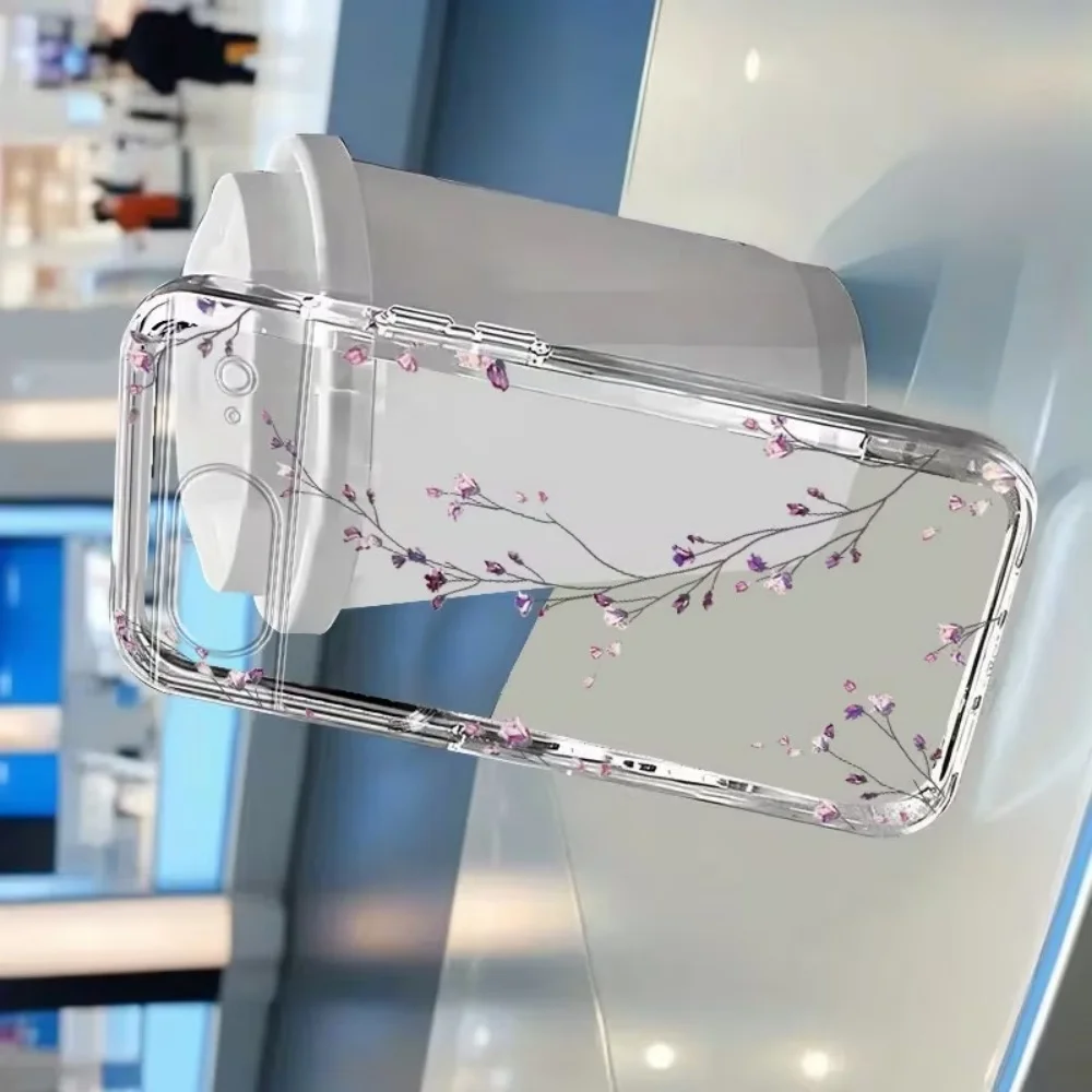 Elegant Transparent Floral Print Phone Case - Crystal Clear Lightweight Protective Cover