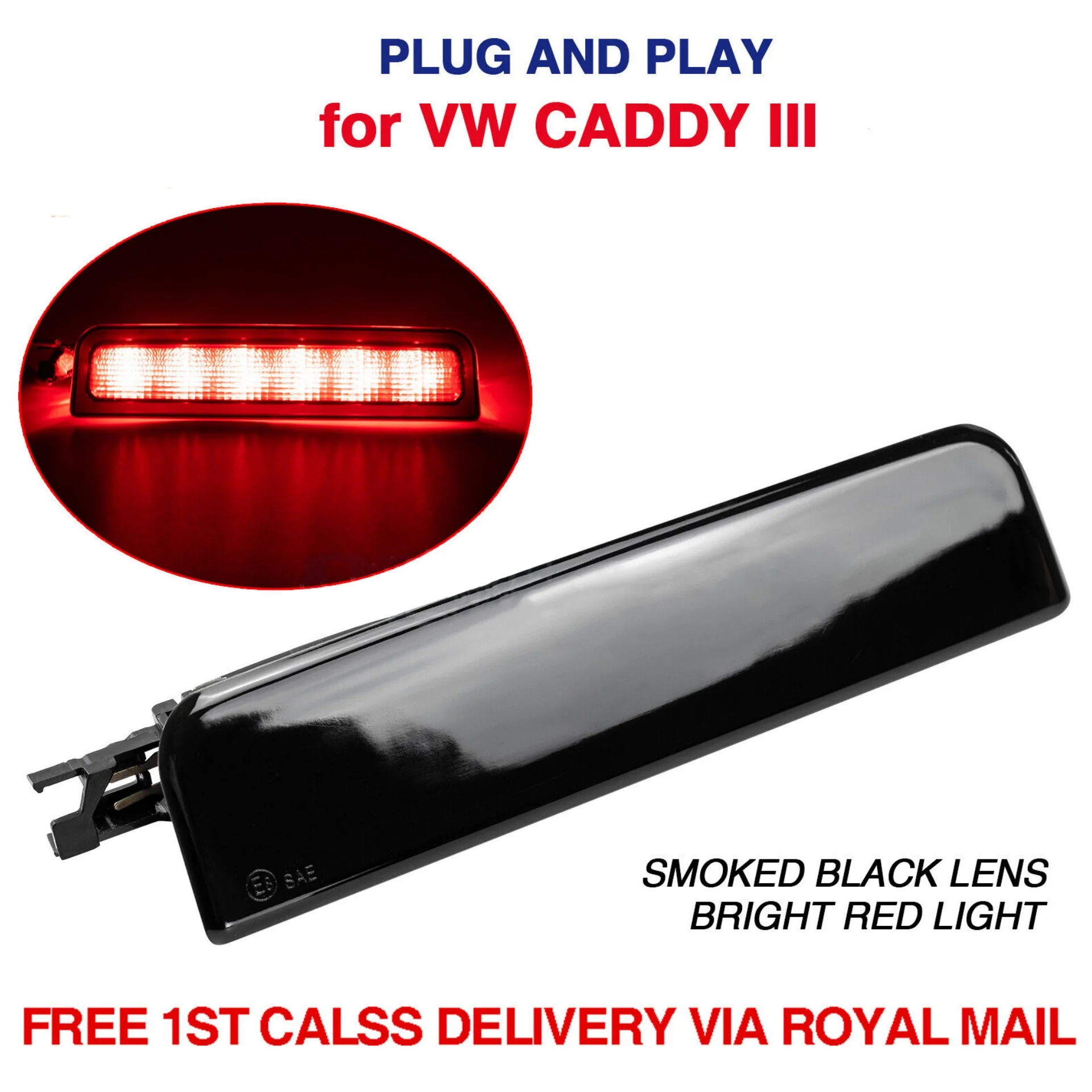 

Smoked Black Lens High Level Rear Brake Stop Light Lamp For VW Caddy MK3 04-15