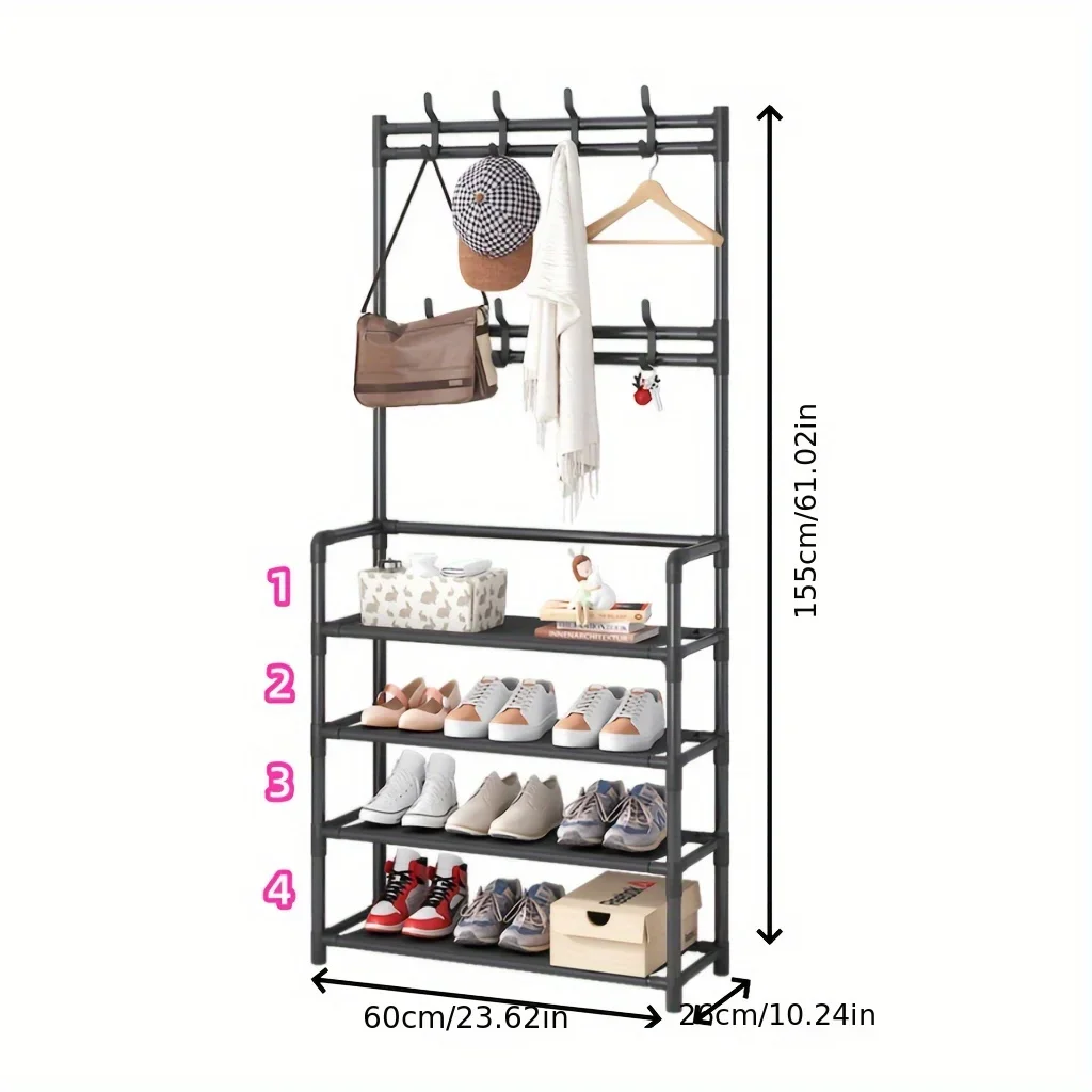 [Hot Sale 80% Off ]23.62inch Wide 4/5 Layers Multifunctional Shoe Rack 8 Double Hooks Multi-purpose Hanger Shoe Rack Self-assem 2