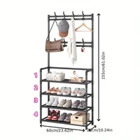 [Hot Sale 80% Off ]23.62inch Wide 4/5 Layers Multifunctional Shoe Rack 8 Double Hooks Multi-purpose Hanger Shoe Rack Self-assem 2
