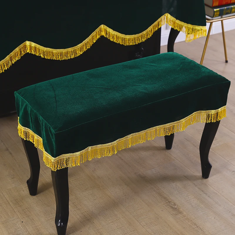 Classical Velvet Piano Cover With Tassel Christmas Home Decoration Half Dust Cover Cloth Piano Protective