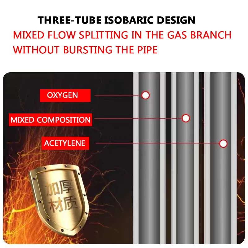 3-Tube Stainless Steel Anti-Backfire Isobaric Cutting Torch Gun Type 200 Cutting Knife with Handle for Precision Metal Work