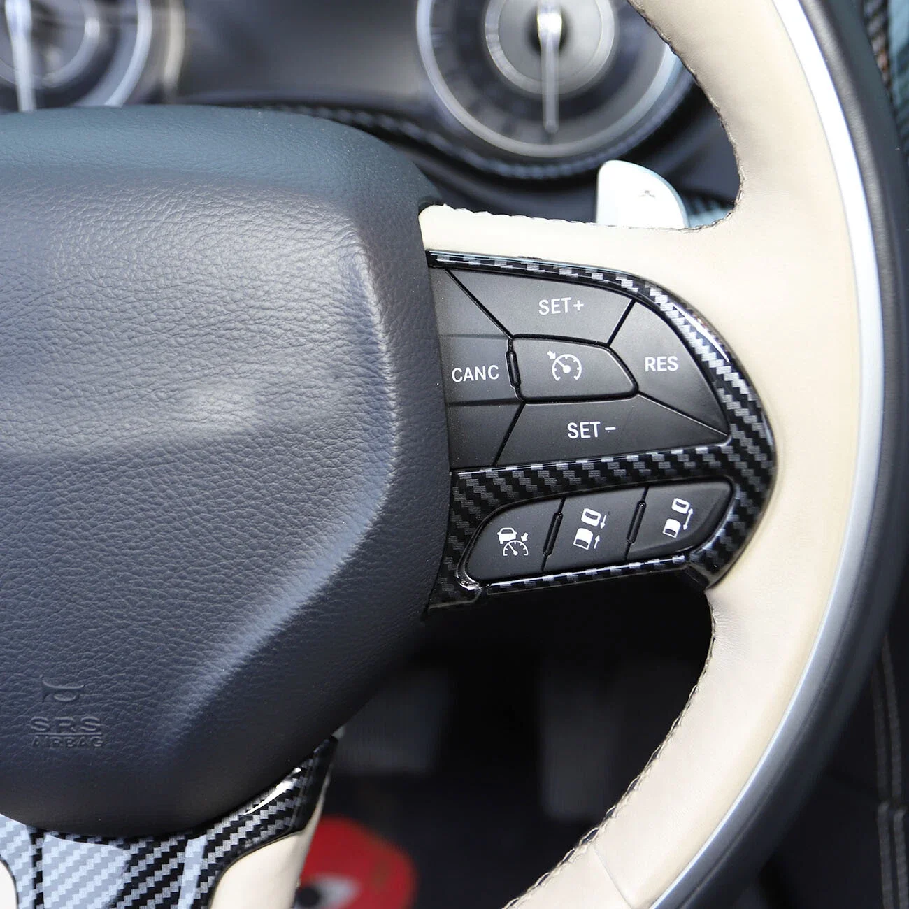 Per Chrysler 300C 2015-2021 ABS Interni Auto Volante Pulsante di Controllo Decorazione Della Copertura Telaio Trim Carbon Look Decorazione - Image 6