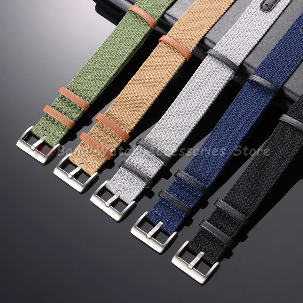 Multi-Color Nylon Leather Watch Band - Soft 20mm 22mm Strap for Sports and Everyday Wear