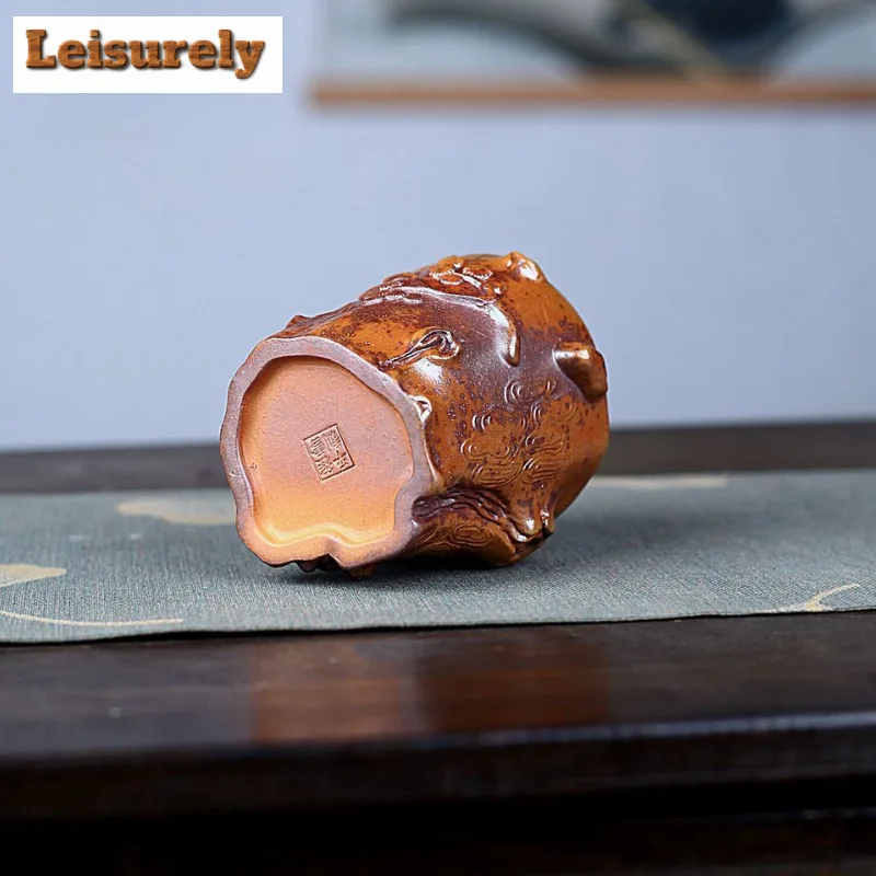 140ml Purple Clay Wood-fired Porcelain Tree Stump Teacup Japanese Tea Bowl Tea Pair Tea-tasting Fragrance Cup Chazhan Master Cup