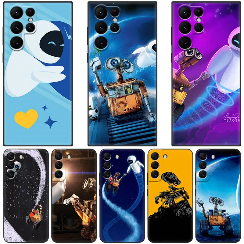 Disney The Wall-E Ed Eve Custodia Per Telefono Per Samsung Galaxy S23 S22 S21 Ultra S20 Fe 5G S10E S10 Lite S9 S8 Plus S7 Edge Cover Nera