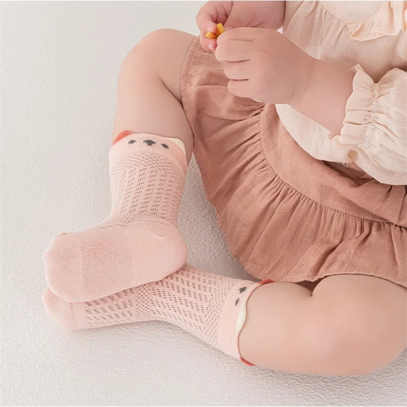 Newborn Socks 3 Pairs/lot For Girl Boy 0-5 Yrs Summer Thin Cotton Mesh Infant Baby Boneless Short Sock Cute Clothing Accessories baby socks