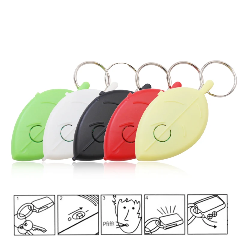 Whistle Key Finder Leaf Shape Keychain Alarm Remote Locator Flashing Beep Voice Control Anti-lost Equipment Pets Tracker