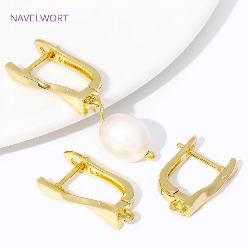 18K Gold Plated Smooth Earring Clasps Brass Earring Hook Findings,Fasteners For Earrings,DIY Earring Jewelry Making Accessories 3