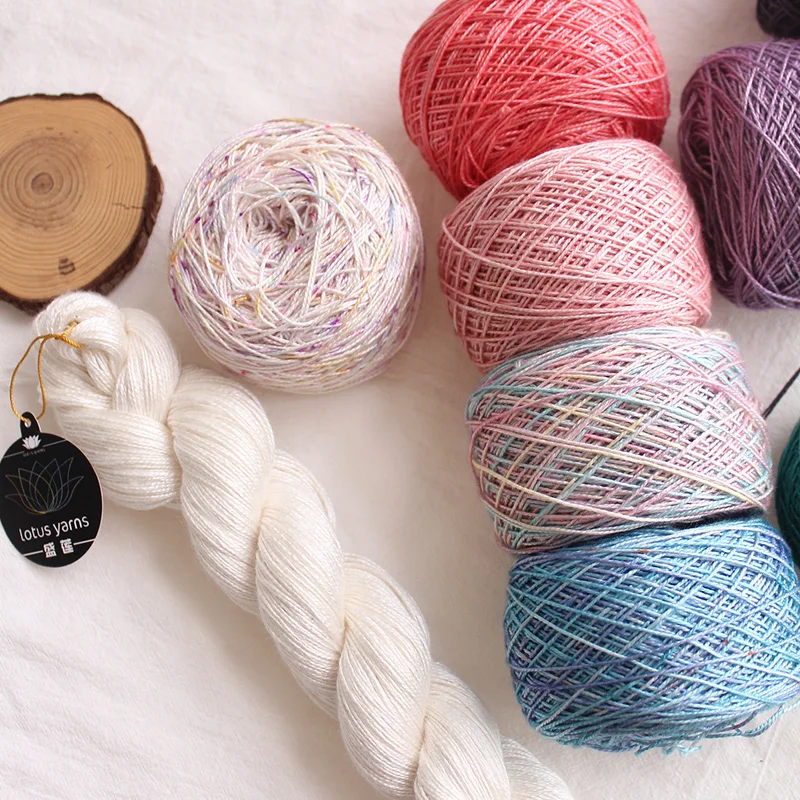 1 piece 50g Handpainted  Lotus Yarns Silk 8 Soft Shiny Lace Weight Yarn, Cool and Skin Friendly  Summer Yarn 6