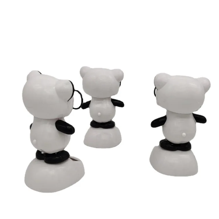 Cartoon Cute Swinging Panda Solar Car Ornament Creative Kawaii Panda Car Decorations Solar Toys Desktop Decorations