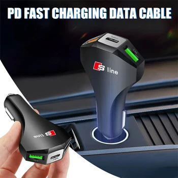 Caricabatteria per auto 3.5A Tipo C Charge 3.0 QC PD 3.0 SCP USB Caricatore per telefono cellulare per auto a ricarica rapida per AUDI SLINE Accessorio per interni auto