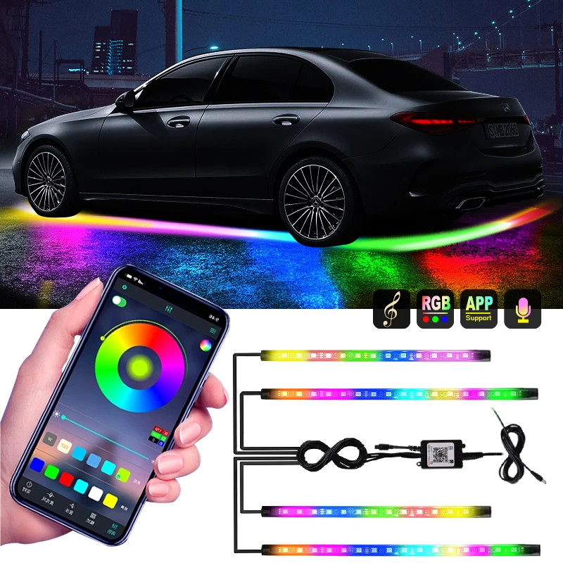 Car Underglow Neon Light Flexible Led Strip Underbody App Control Rgb Dream Color Auto