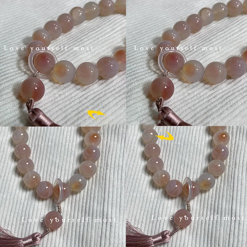 pekopu　他の方のご購入は不可　塩源瑪瑙　12mm 内径17cm 1PCS Green Jade Stone 12mm Beads Tassel Bracelet Necklace