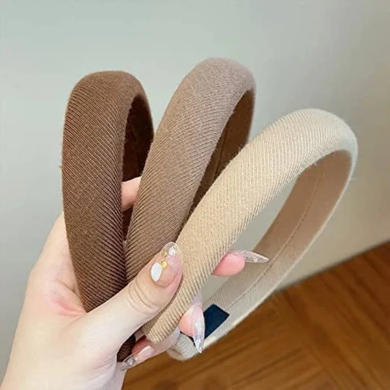 5pcs 30mm Fashion Headbands for Girls Women Padded Fabric Hair Bands Ivory Brown Black Hair Hoops For Daily