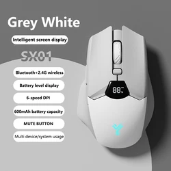 Dual - Mode Ergonomic Wireless Mouse, Adjustable DPI, Long - Lasting Battery, Black & Grey White (SX01 Grey)